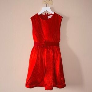 Lanvin Petite Kids Red Silk Sleevless Red Belted Dress - 10